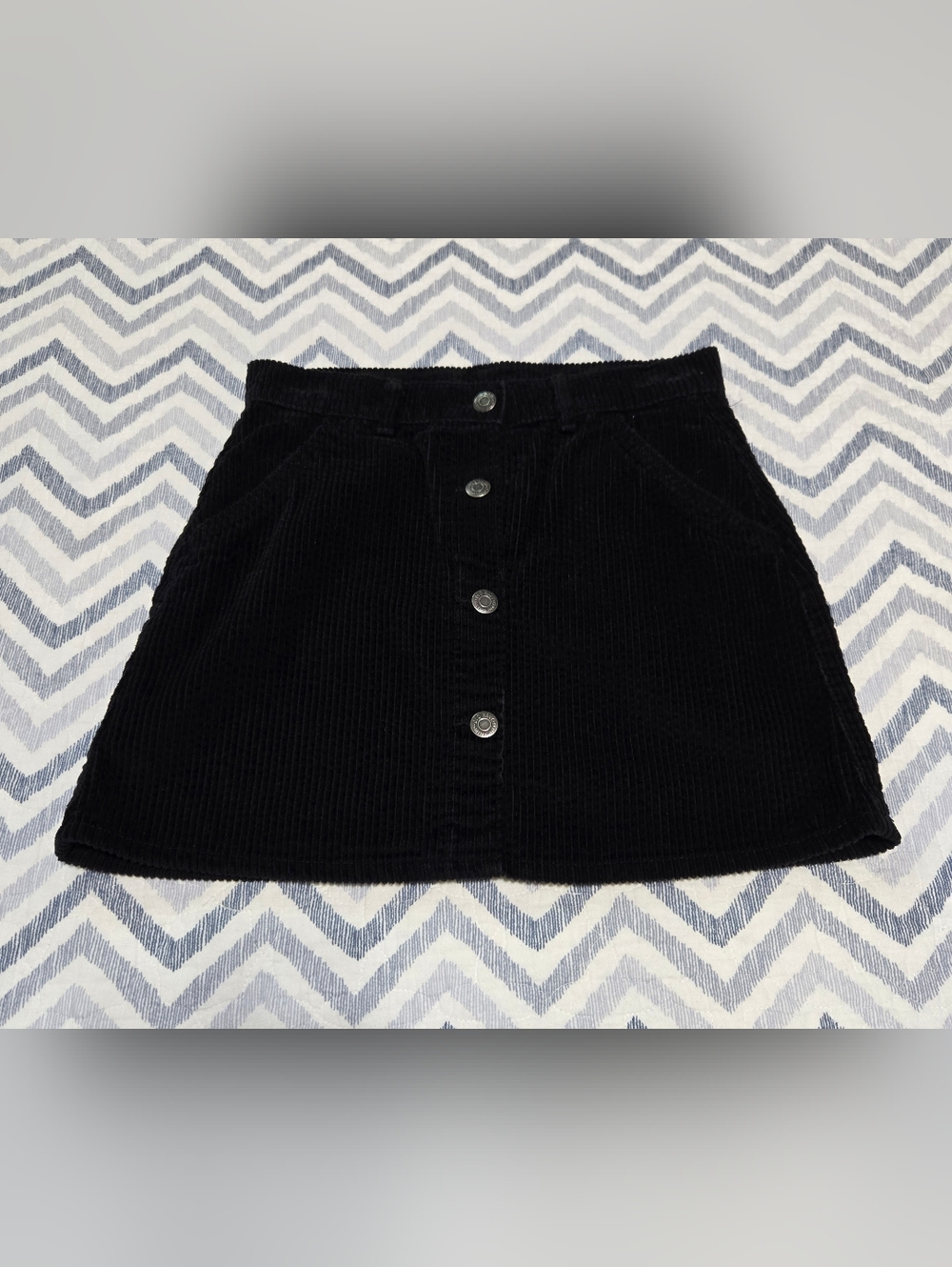 Girl Old Navy Black Corduroy Button-Front Mini Skirt